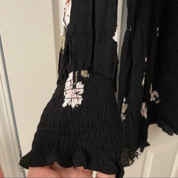 American Rag Black Floral Long Sleeve Dress Medium - Picture 4 of 8